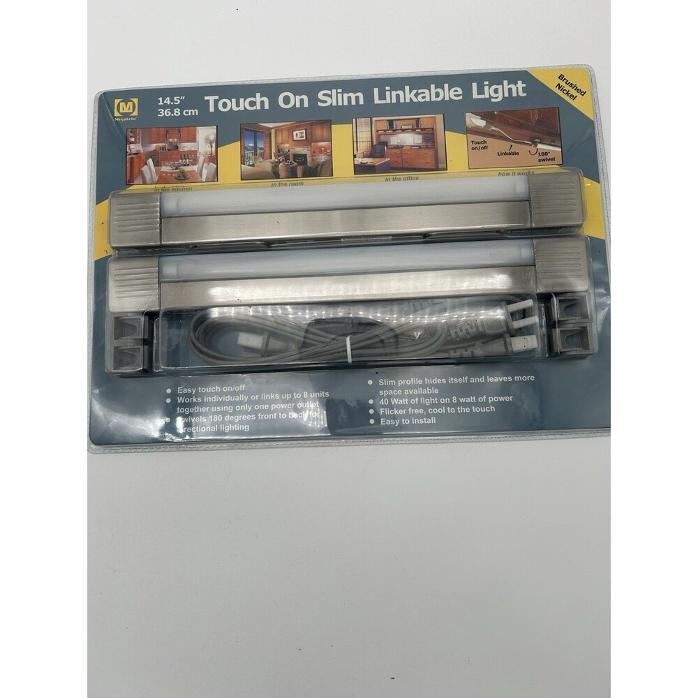 megabrite 14.5” brushed nickel touch on slim linkable light